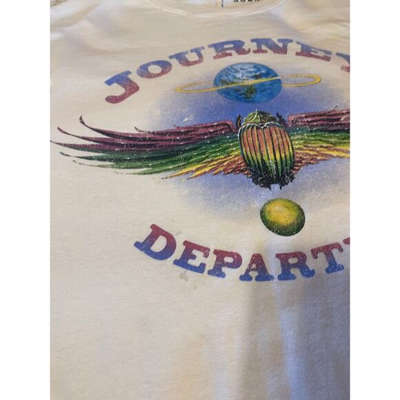 Journey Departure Tour Cotton Roll Short Sleeve Graphic Midi Tee Shirt Dress Med - Picture 8 of 11